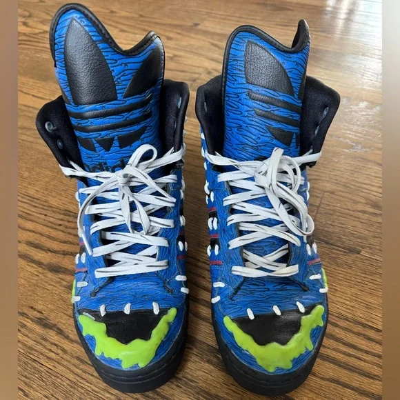 Adidas x Jeremy Scott Madballs Frankenstein Rare Hi-Top Sneakers Size 11 - Picture 1 of 9